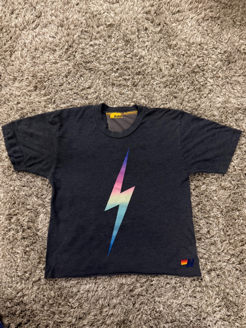 Aviator Nation BOLT BOYFRIEND TEE - RAINBOW PINK size S worn 2 times like new